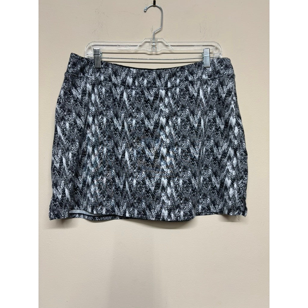 Tranquility By Colorado Black White Patterned Athletic Skort XL Built In Shorts