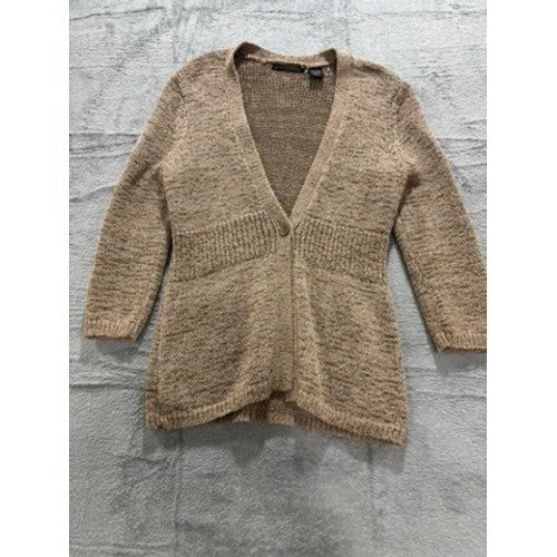 Preswick & Moore Cardigan Sweater Beige Knit Button Front Cozy Layer Sz XL