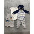 Carters Baby Boy 4pc Bundle 6M Hooded Bodysuit Joggers Romper Nautical Blue Grey