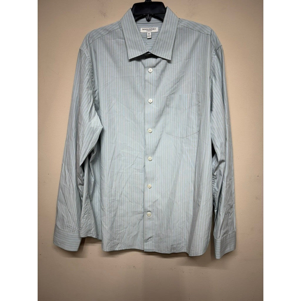 Banana Republic Men's XL Blue Stripe Button Front Dress Shirt Standard Fit