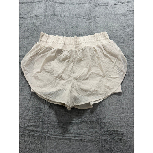All In Motion Womens XXL Cream 2-in-1 Athletic Running Shorts Smocked High Rise