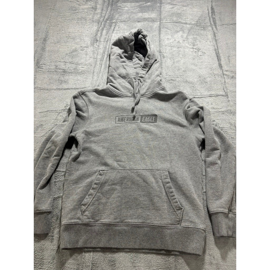 American Eagle S Gray Hoodie Womens Casual Athleisure Sweatshirt Logo Pullover