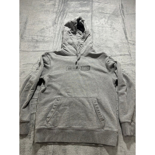 American Eagle S Gray Hoodie Womens Casual Athleisure Sweatshirt Logo Pullover