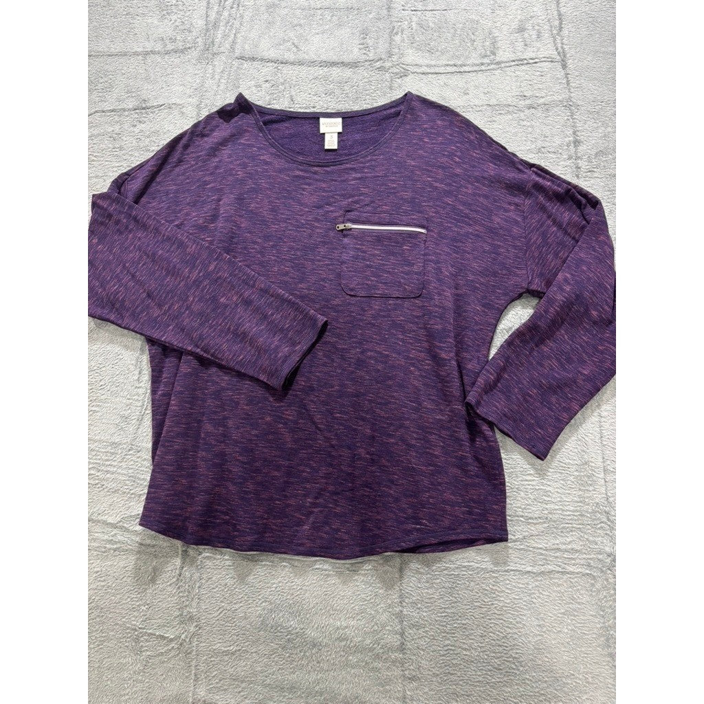 Chicos Weekend Zipper Pocket Top Womens 3 Purple Long Sleeve Casual Shirt