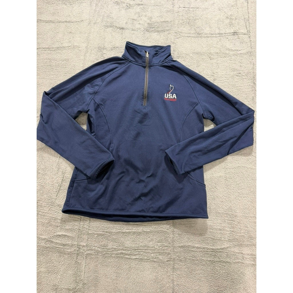 Pennant USA Field Hockey Quarter Zip Pullover Women XS Blue Athletic Top