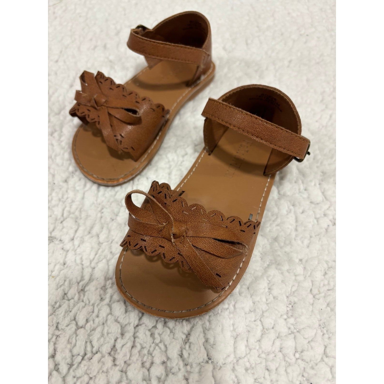 Felix & Flora 7 Brown Sandals Womens Toddler Girls Boho Vintage Scalloped Bow