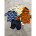 Baby Boy 6-9M Bundle Mud Pie Safari Romper Carters Hoodie HM Shorts 4pc Set