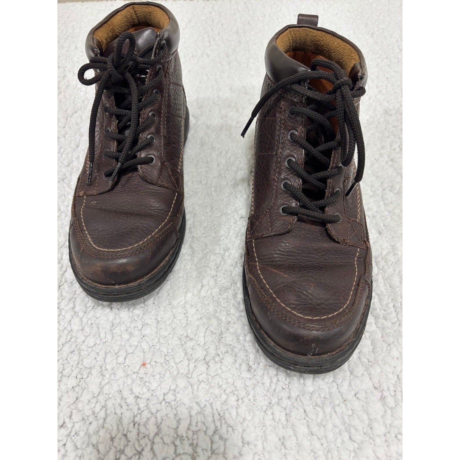 Dockers Mens 9.5M Brown Leather Lace Up Ankle Boots Casual Rugged Vintage