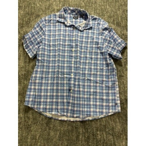 Chaps XXL Tall Blue Plaid Button Down Shirt Big & Tall Short Sleeve