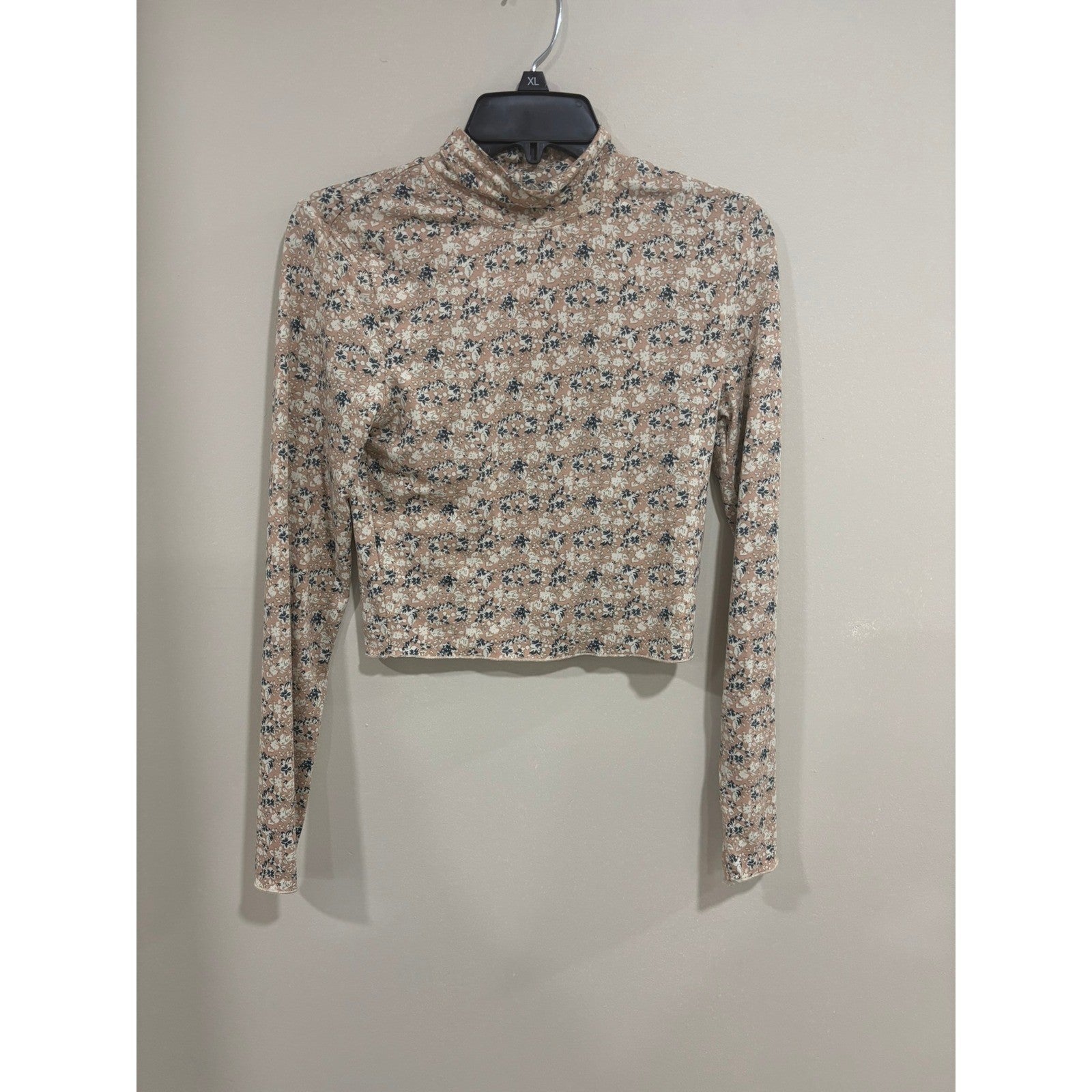 Fitz + Eddi Floral Crop Top M Mock Neck Long Sleeve Y2K Stretch Blouse
