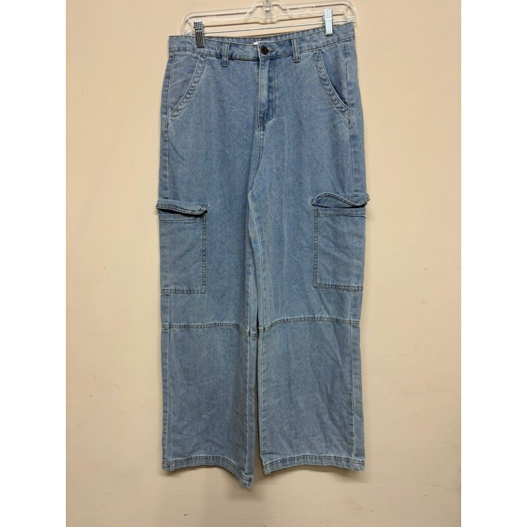 Sincerely Jules Cargo Jeans Juniors Size 11 / 29 Light Wash Utility Denim Pants