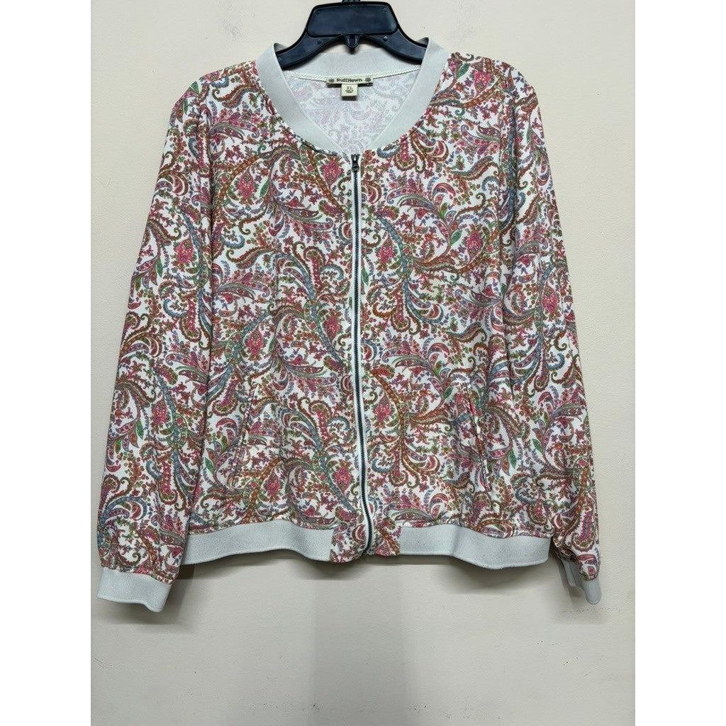 RuffHewn Paisley Zip Front Jacket Womens XL Boho Cottagecore Lightweight Top