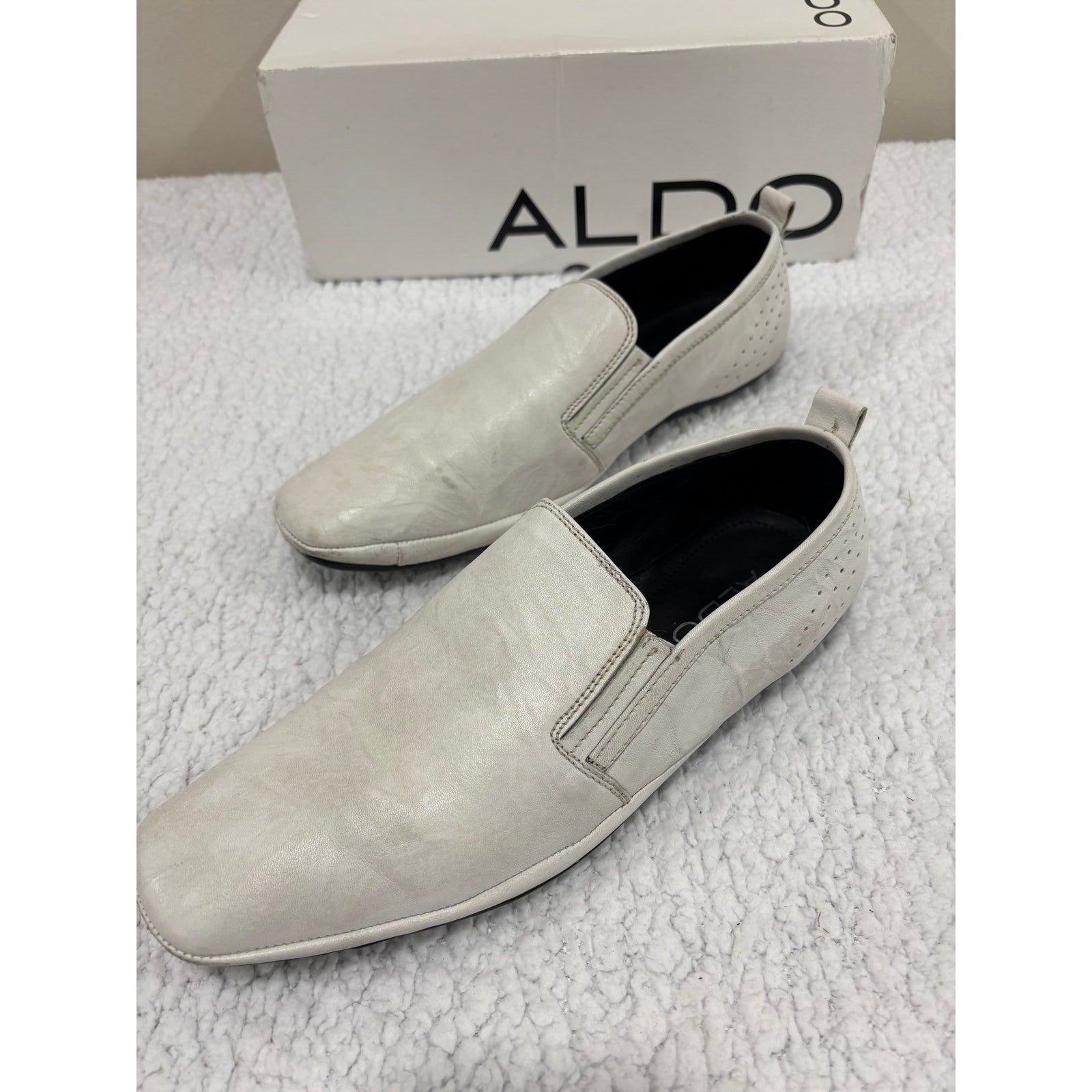 Aldo 43 White Bennard-70 Slip On Loafers Mens Casual Coastal Minimalist Shoes