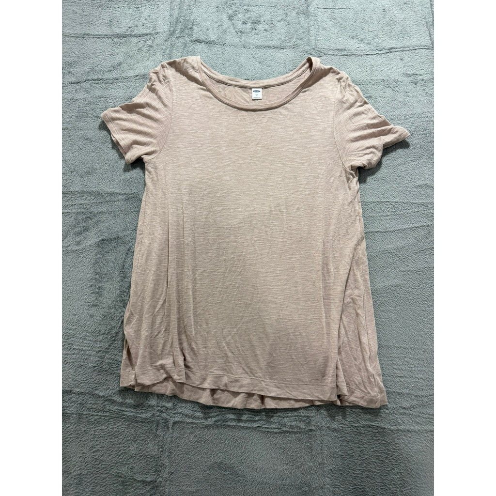 Old Navy Luxe Womens Small Mauve Taupe Short Sleeve Scoop Neck Relaxed Tee Shirt