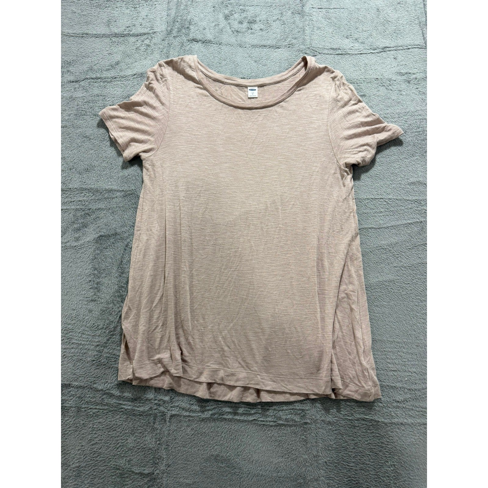 Old Navy Luxe Womens Small Mauve Taupe Short Sleeve Scoop Neck Relaxed Tee Shirt
