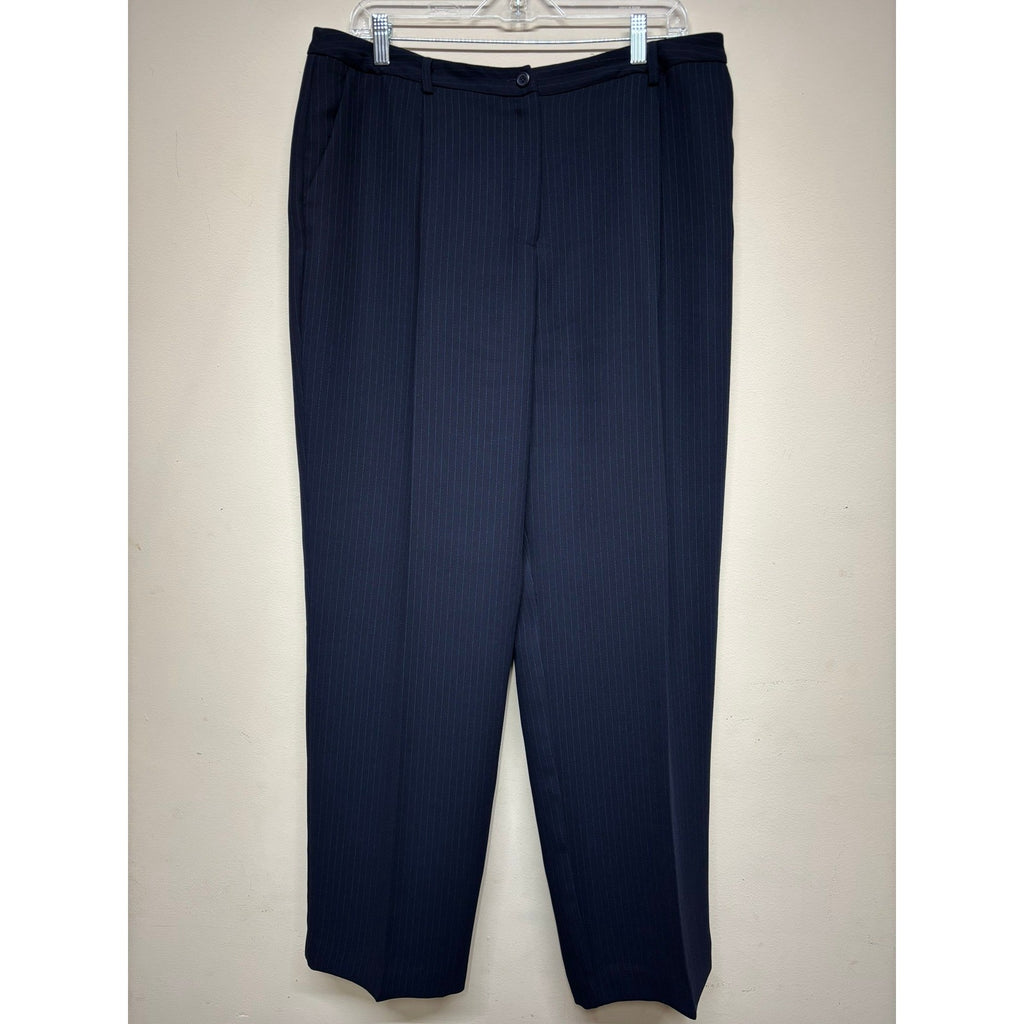 Evan-Picone Womens Pleated Dress Pants Size 16 Navy Pinstripe Career Slacks