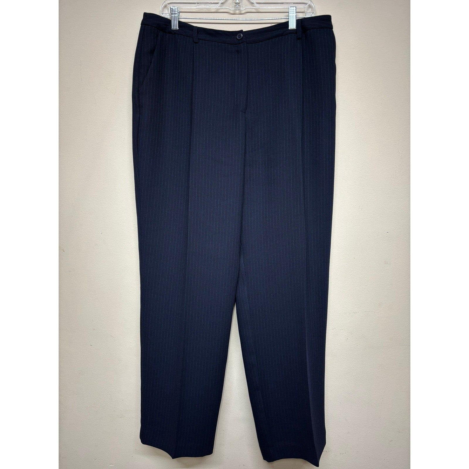 Evan-Picone Womens Pleated Dress Pants Size 16 Navy Pinstripe Career Slacks