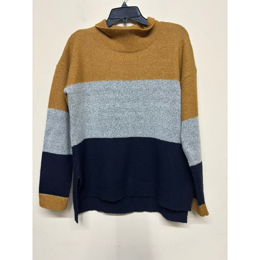 Jason Maxwell Colorblock Mock Neck Oversized Cozy Slouchy Knit Sweater M