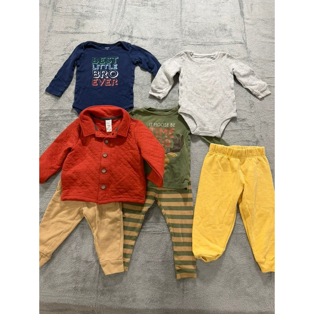 Carters Garanimals Baby Boy 18M Clothes Bundle Quilted Jacket Pant Bodysuits 7pc