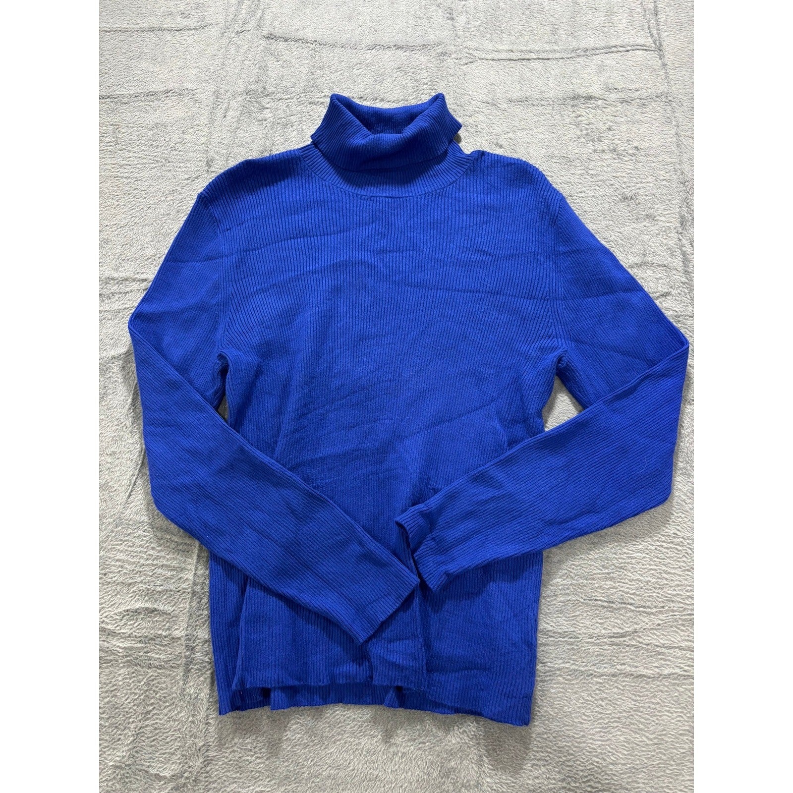 Nine West Turtleneck Sweater Womens XL Blue Ribbed Knit Long Sleeve Top