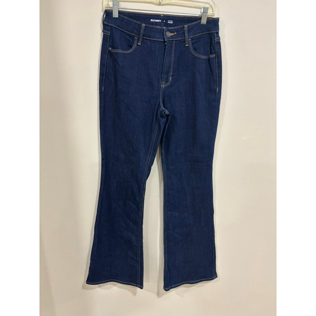 Old Navy High Rise Flare Jeans Dark Wash Stretch Denim Size 4 Y2K Casual