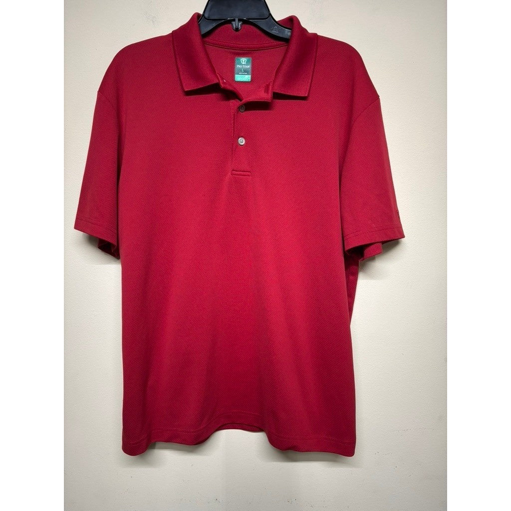 Pro Tour Polo Shirt Mens Large Red Airplay Performance Short Sleeve Golf