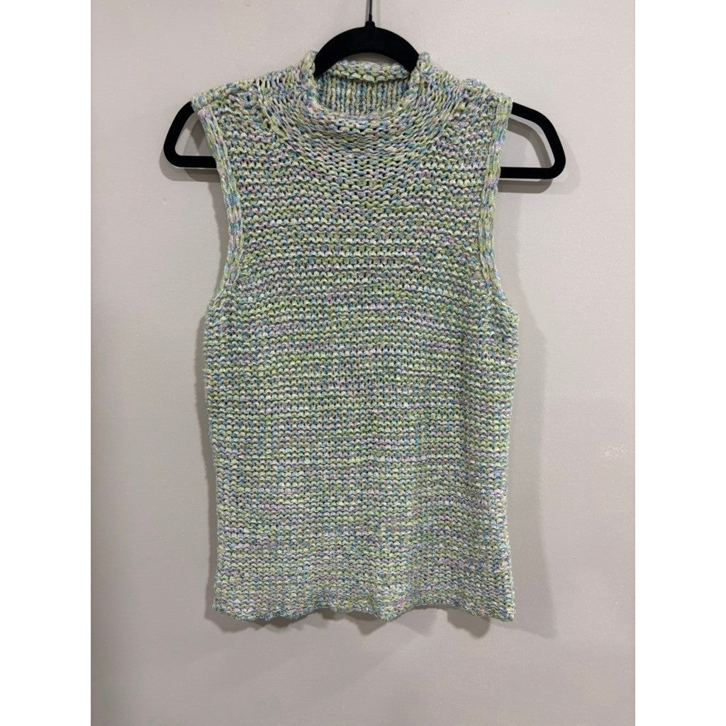 JH Collectibles Sleeveless Mock Neck Marled Knit Sweater Top Pastel M Y2k Spring