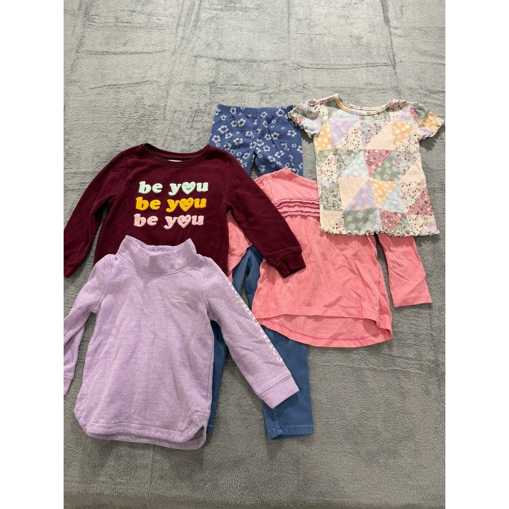 Girls 3T Clothing Bundle 6pc Vineyard Vines Old Navy Garanimals Tops Leggings
