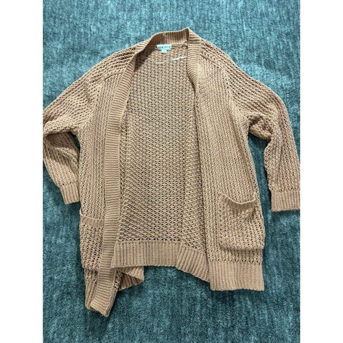 Ava & Viv 1X Open Knit Cardigan Beige Lightweight Plus Size Office Capsule