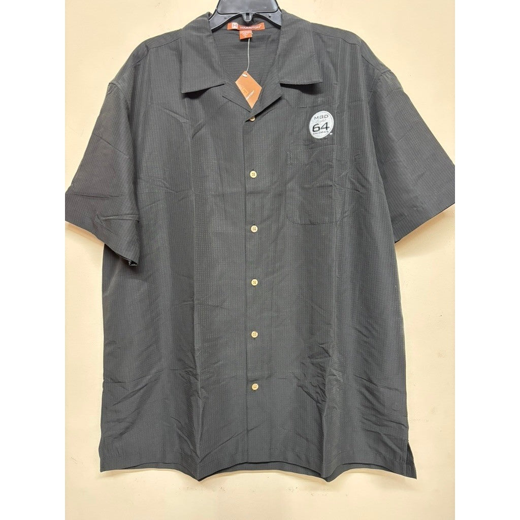 Harrington MGD 64 Beer Logo Men's XL Button Up Camp Shirt Black Casual Weekend