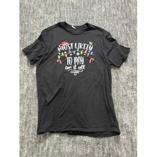 Funny Christmas Graphic Tee XL Black Holiday Humor T Shirt
