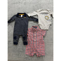 Carters OshKosh Baby Boy 6M Romper Bodysuit Lot 3pc Stripe Gingham Lion Airplane