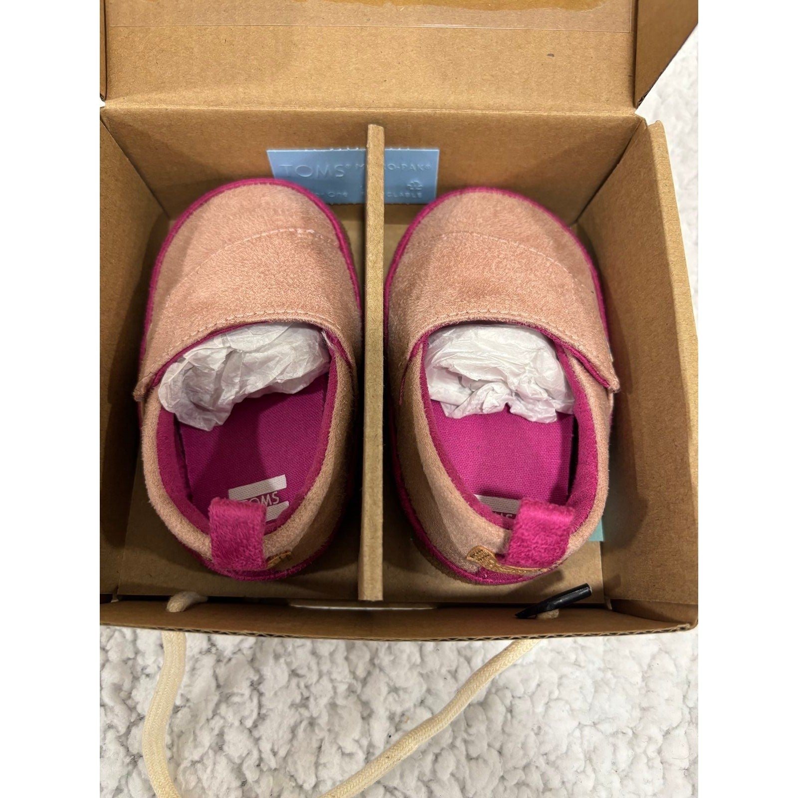 TOMS 4 Pink Pinto Microsuede Tiny Shoes Baby Girls Casual Boho Slip On