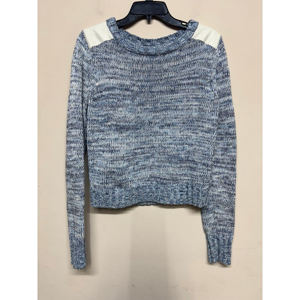 AS by DF Blue Marled Knit Sweater Womens Medium Cozy Modern Classic Pullover