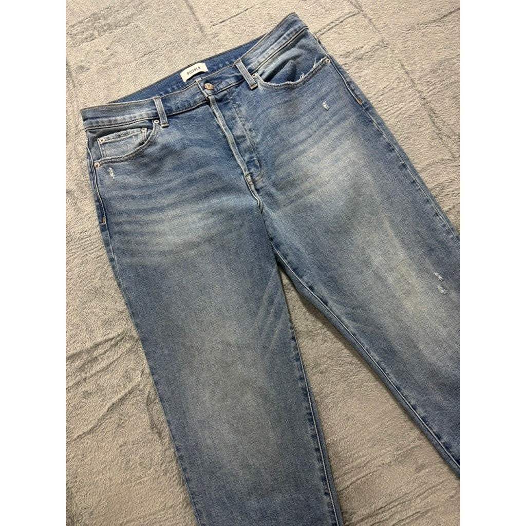 Pistola Denim Jeans Straight Leg Distressed Light Wash High Rise Sz 32