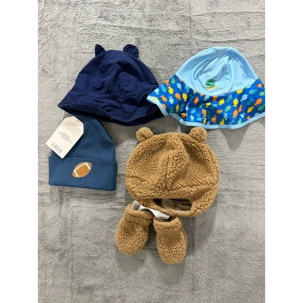 Baby Toddler Hat Bundle Simple Joys Sherpa Bear SwimWays Sun Hat Football Beanie