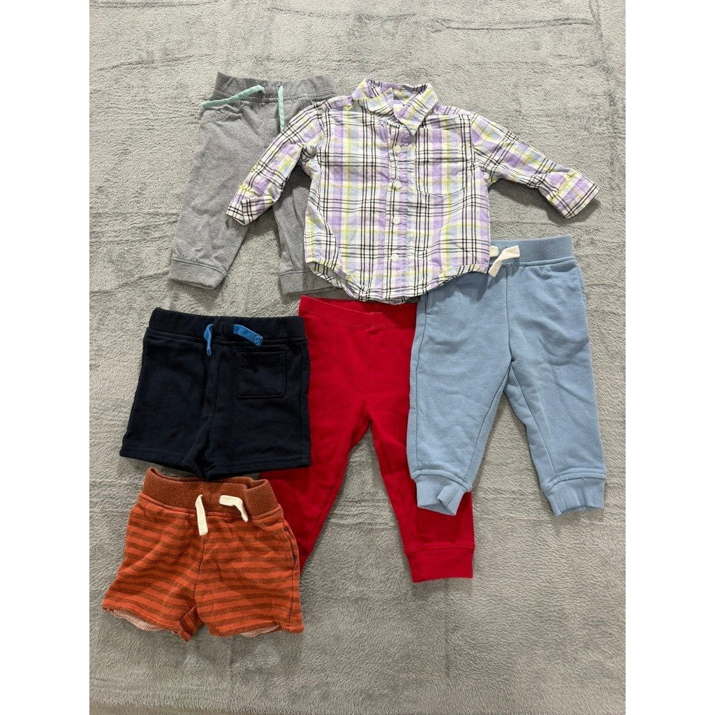 Baby Boys 6-12M Clothing Bundle 6pc Gymboree Primary Old Navy Dip Plaid Joggers