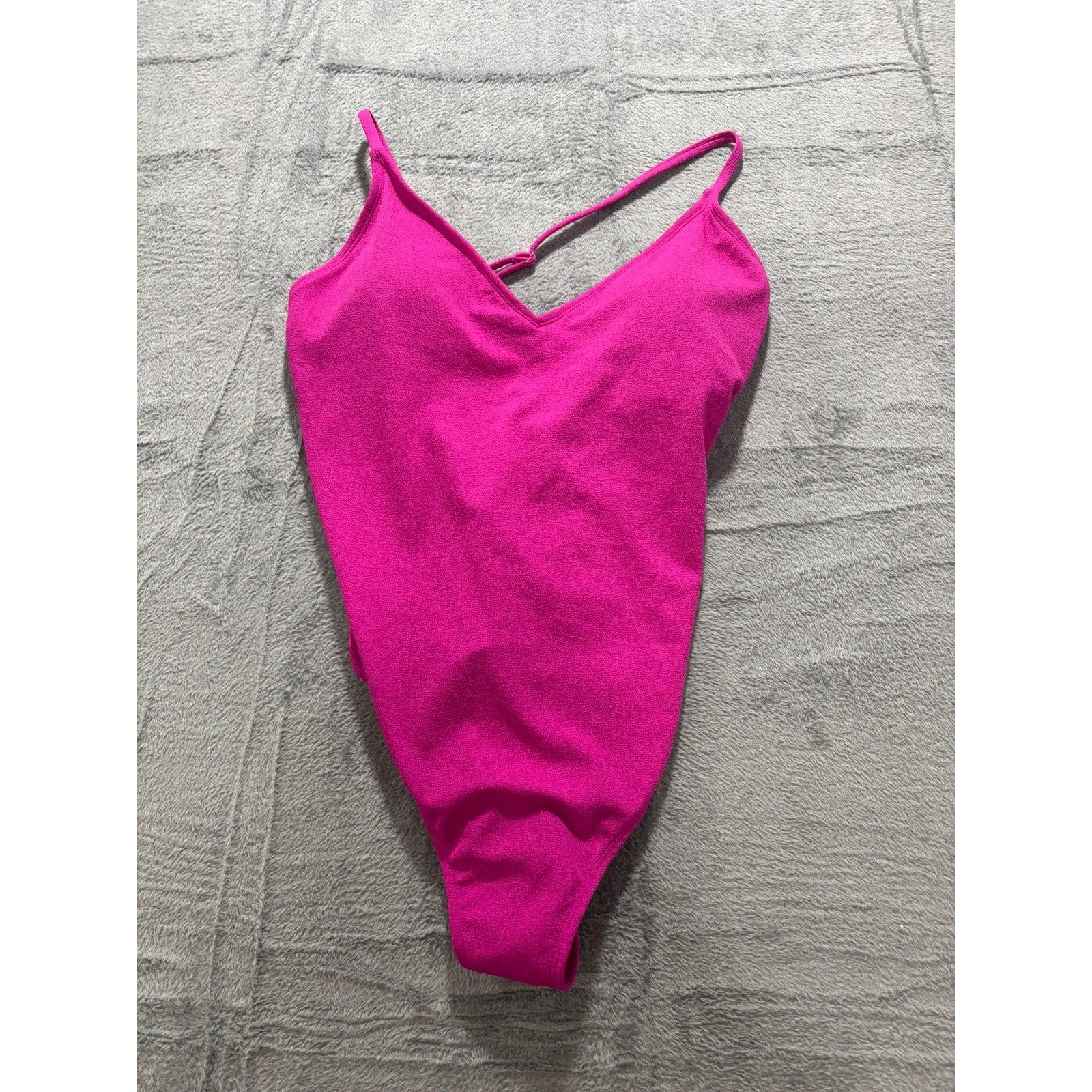 Shade & Shore One Piece Swimsuit Hot Pink Textured High Cut NWT Large