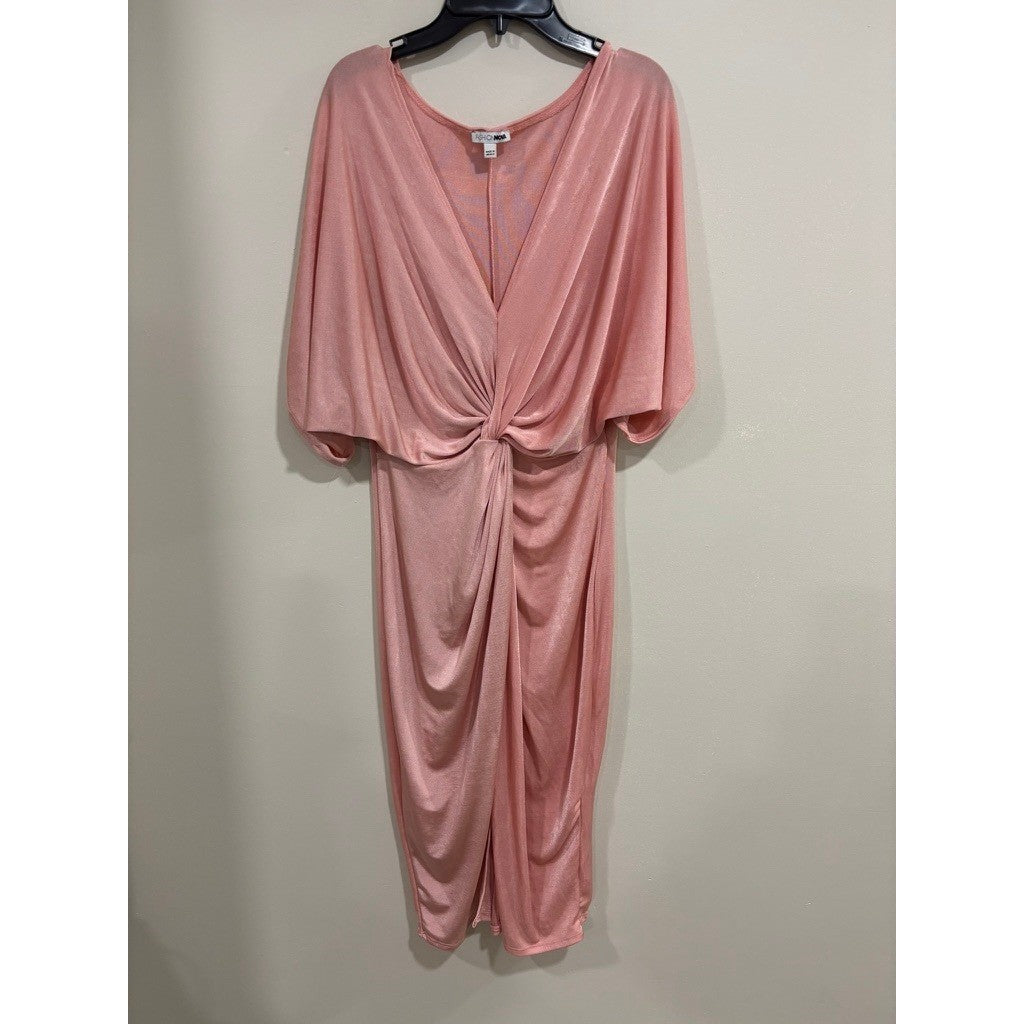 Fashion Nova XL Blush Pink Twist Front Midi Dress Draped Club Glam Wedding