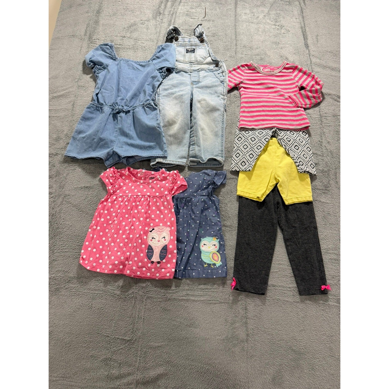 OshKosh Cat & Jack Toddler Clothes Bundle 18M 2T Overalls Romper Leggings 7pc