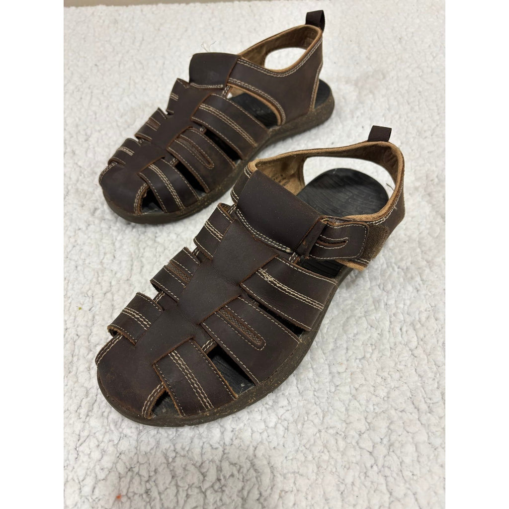 Bass 9M Brown Leather Fisherman Sandals Mens Casual Vintage Summer Shoes