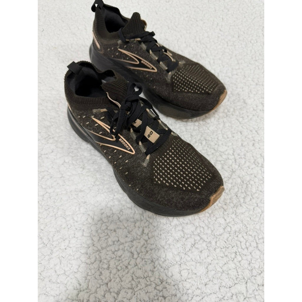 Brooks Glycerin StealthFit 20 Womens Running Shoes Black Olive Rose Gold Sneaker