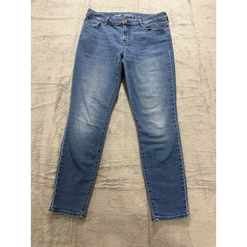 Old Navy Super Skinny Mid Rise Jeans Blue Medium Wash Size 12 Stretch Denim