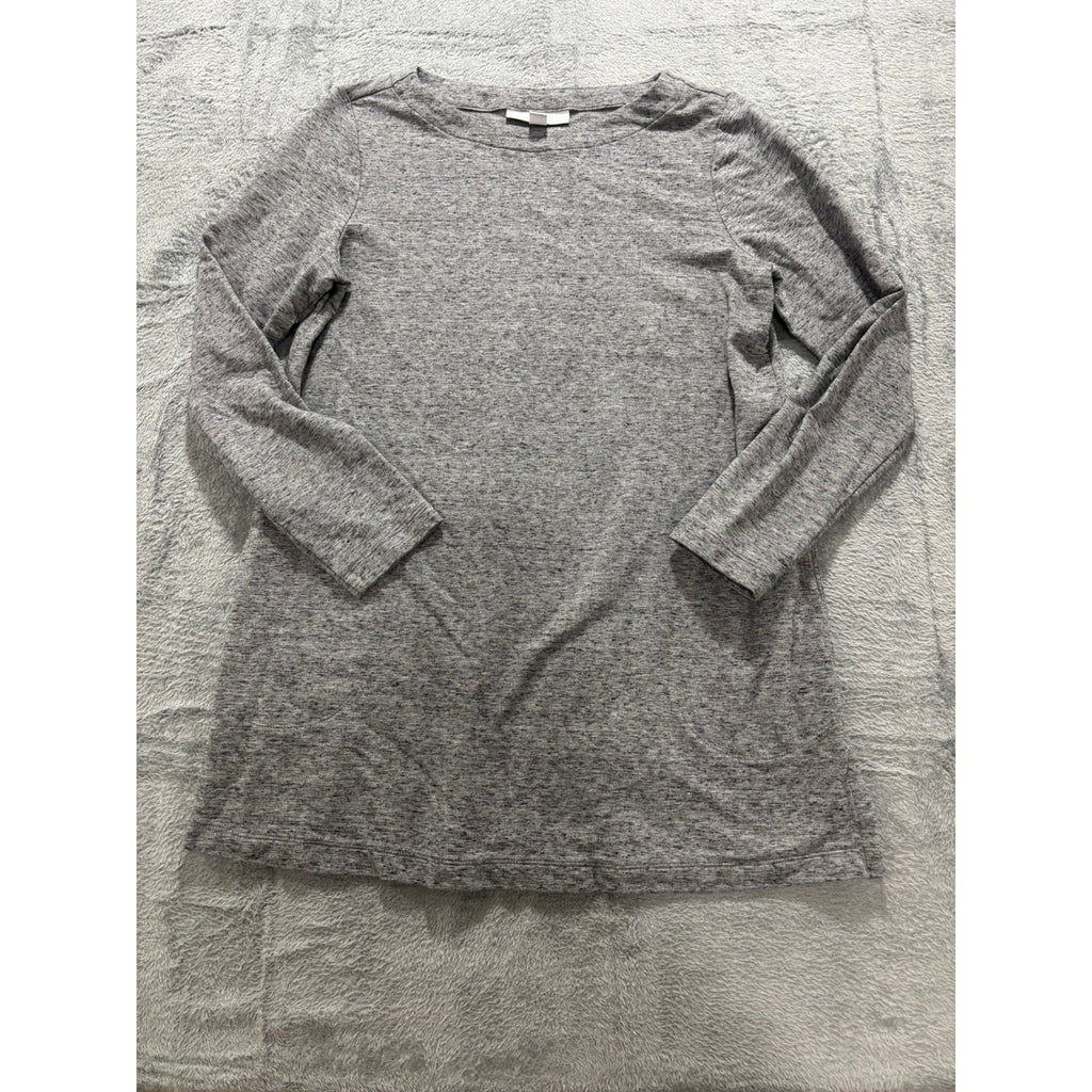 Pure Jill Gray Long Sleeve Tee Soft Minimal Basic Casual Everyday Top
