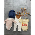 Carter's Abby & Evie Baby Boy 6 Piece Bundle 6M Vest Hoodie Bodysuits Romper Bib