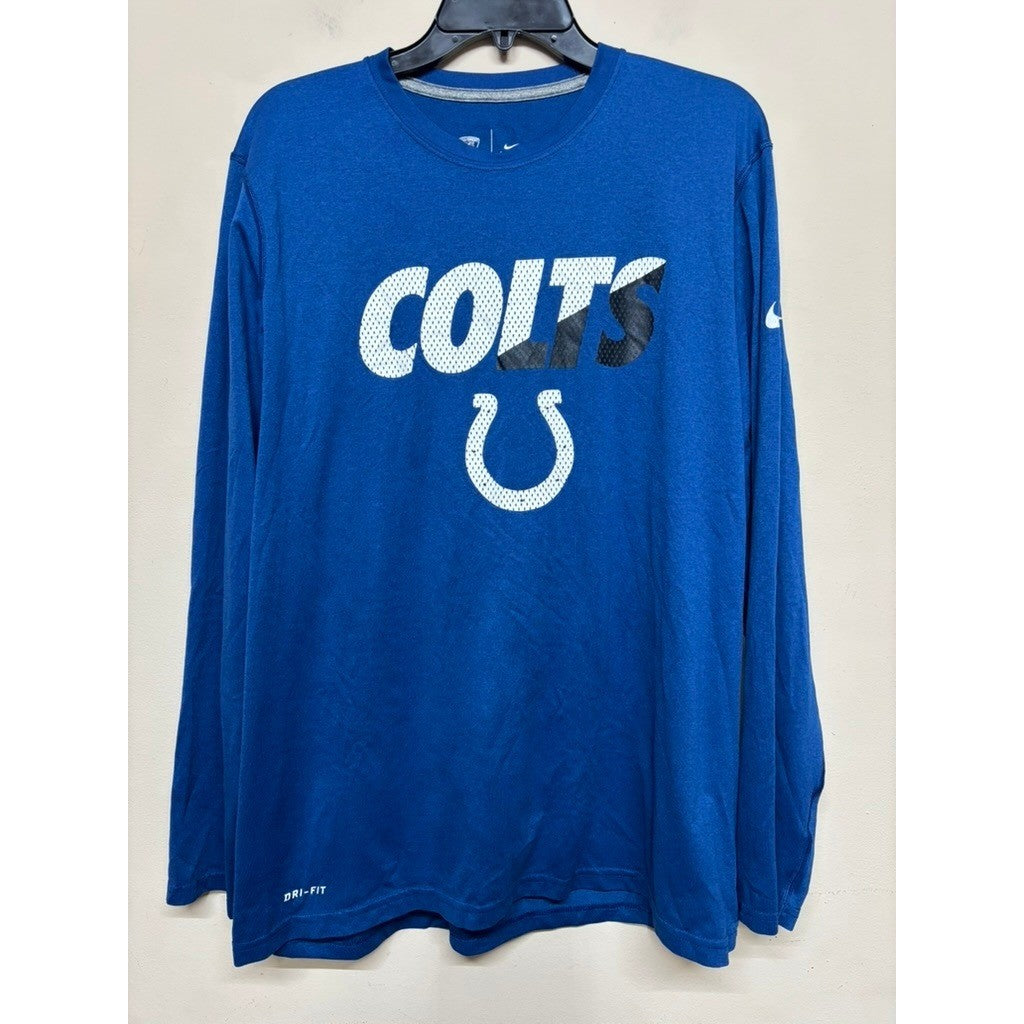 Nike Indianapolis Colts Long Sleeve Dri-Fit Football Shirt Blue Mens Large NFL