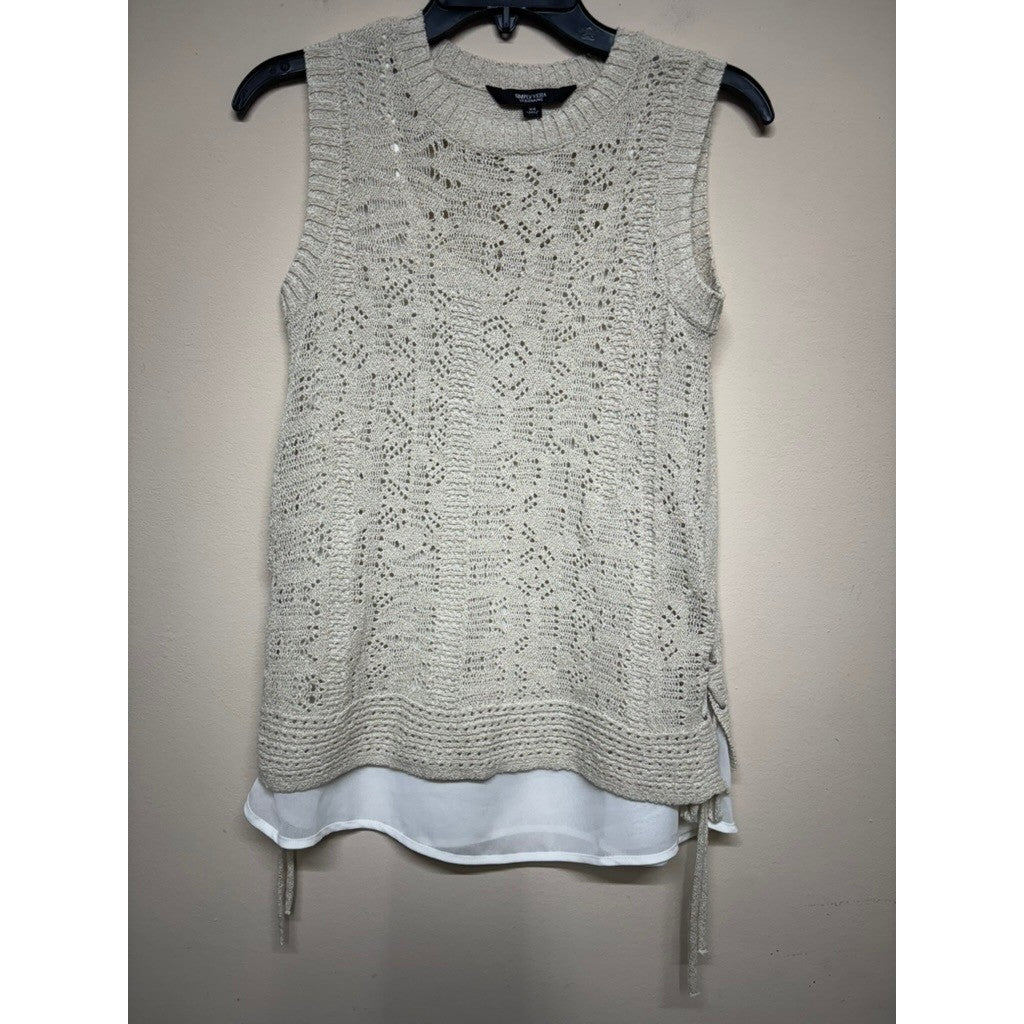 Simply Vera Vera Wang Knit Layered Tank Top Women's XS Neutral Lace Detail