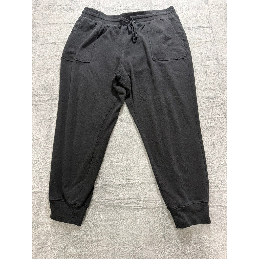 Gap Mens XL Black Fleece Lined Jogger Sweatpants Drawstring Patch Pockets