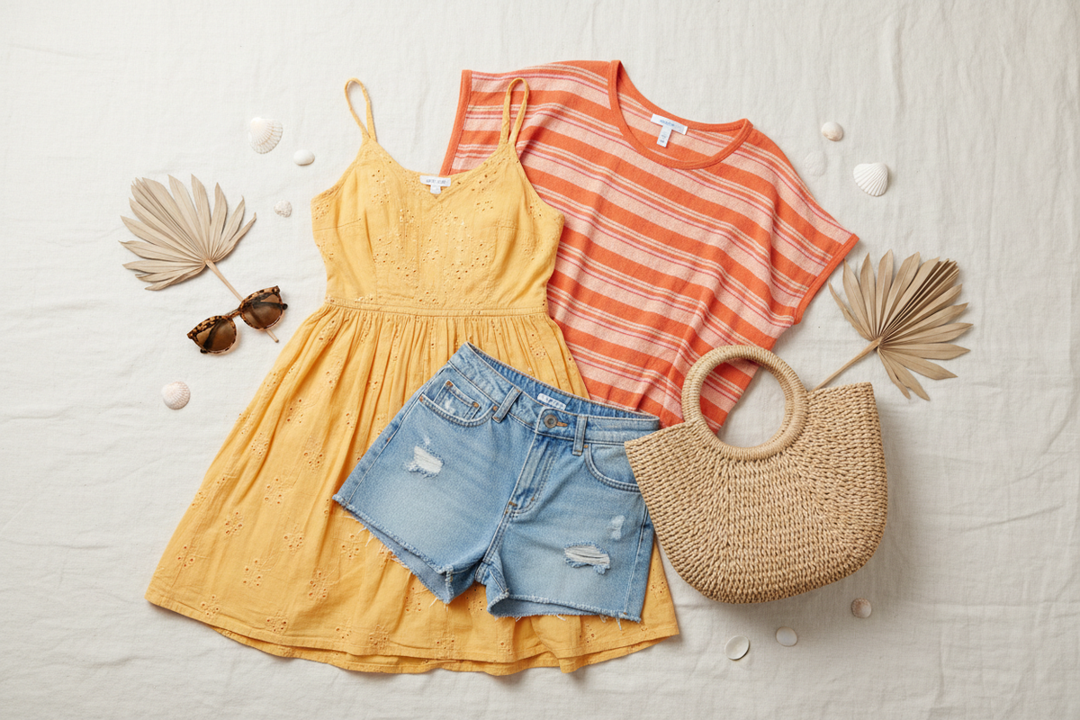 Summery secondhand flat-lay